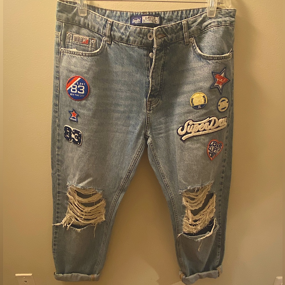 Superdry Harper Boyfriend Jeans: 30in Waist, 30in Long